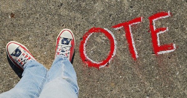 Vote written in chalk