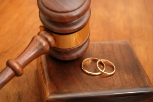 gavel and wedding bands